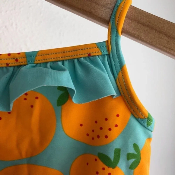 Tucker + Tate swimsuit one piece aqua blue with oranges size 9 months - Picture 7 of 9